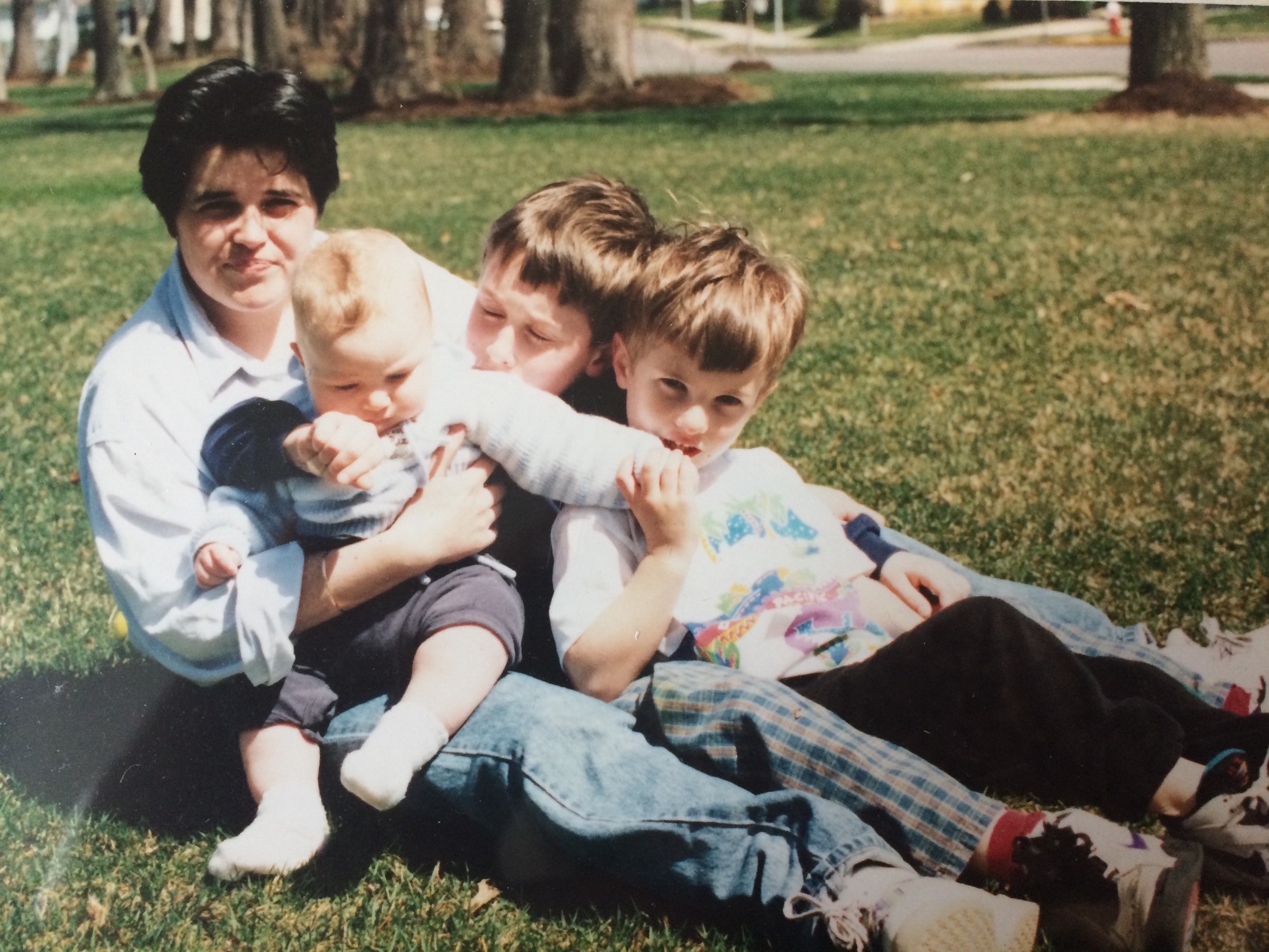 Clare and her three boys 25 years ago. How time flies!