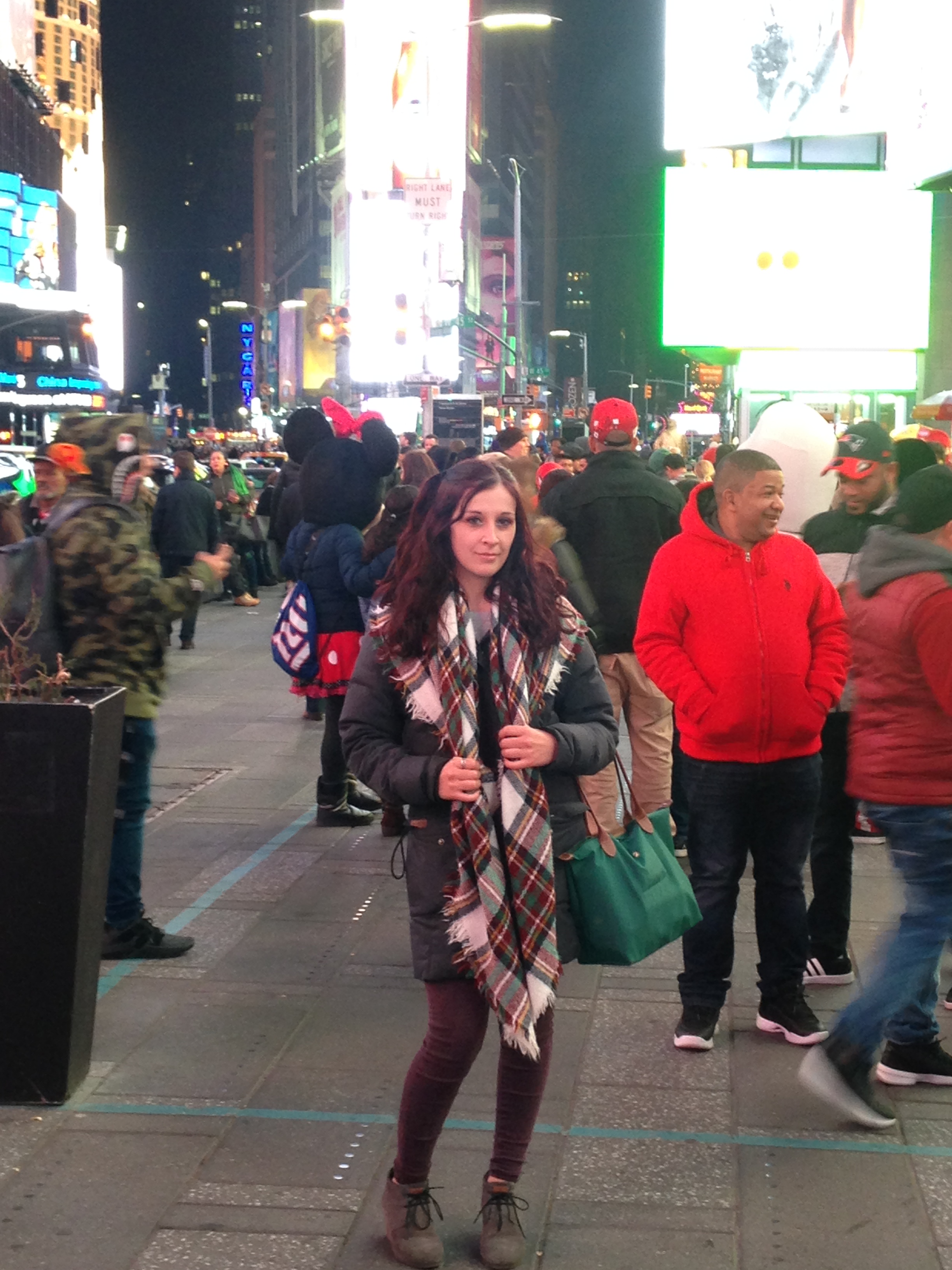 Maria in the middle of Time Square.